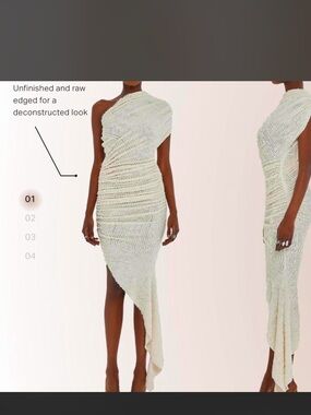 One-Shoulder Ruched Asymmetric Dress in Cream